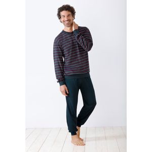 Hajo heren pyjama blauw met rode strepen - Blauw - Maat - 50
