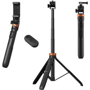 K&F Telefoon Standaard 175 cm met Afstandsbediening - Telefoon statief met 1/4 Schroefdraad - Selfiestick Smartphone & Smartphone tripod 2in1