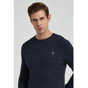 YVES ENZO PARIS - Trui met ronde hals - Maat S - CASHMERE TOUCH-technologie - Marine Blauw