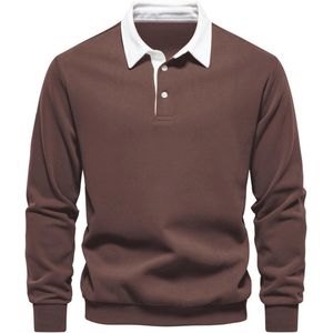 Casual Heren Polo Hals Sweatshirt - Lange Mouwen - Effen Kleur - Warm voor Herfst en Winter