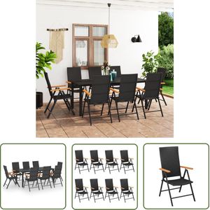 The Living Store 9-delige Tuinset zwart en bruin - Tuinmeubleset - Lounge Set - Buis Meubilair - Eetkamerset - Outdoor Furniture