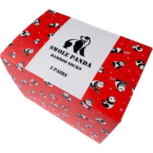 Swole Panda | sokken | Giftset | Kerst sokken | heren sokken | Bamboe | Rood | 3 Paar | maat 40 - 45