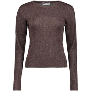 Pieces T-shirt Pcsalima Ls O-neck Knit Top Fc 17160196 Hot Fudge/dtm Lurex Dames Maat - XS