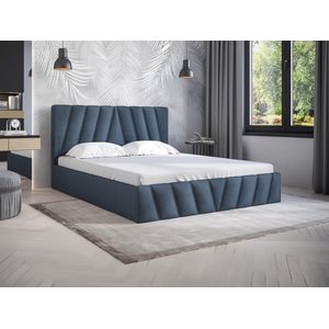 PASCAL MORABITO Bed met opbergruimte 160 x 200 cm - Fluweel - Blauw - LIDAMA van Pascal Morabito L 173 cm x H 104 cm x D 210 cm