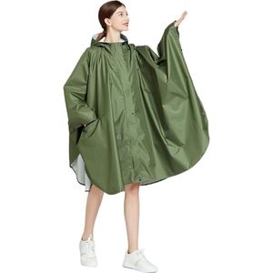 S&Dshopline® Regenponcho voor dames, waterdichte regenjas, vrije maat, met capuchon, ritssluiting, opbergtas met riem - legergroen