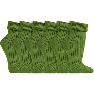 Wollen sokken | Alpacawol | Drukvrije teennaad | Merk: Socks4Fun | Maat: 35 t/m 42 | Kleur: Groen | 6 Paar