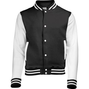 Awdis Kinder Unisex Varsity Jacket / Schoolkleding (Jet Zwart/Wit)