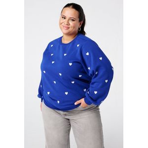 MS Mode Trui Sweater met geborduurde hartjes en ballonmouwen
