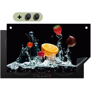 KitchenYeah® Inductie beschermer 89.6x51.6 cm - Watersplash - Fruit - Zwart - Kookplaataccessoires - Afdekplaat voor kookplaat & Spatscherm achterwand - Inductiebeschermer - Inductiemat - Inductieplaat mat - Keuken decoratie