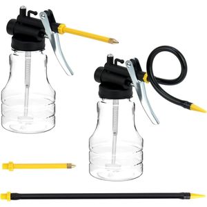 Set van 2 oliekannetjes van 250 ml met pomp - Transparante oliespuitbus met rechte en flexibele uitloop