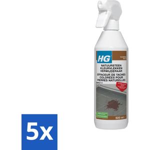 5 x HG Natuursteen Vlekken Verwijderaar 500 ml - Natuursteen Vlekken Verwijderaar - Vlekken Verwijderen Natuursteen - Kleurvlekken Verwijderen - Marmer Vlekken Verwijderen - Natuursteen Reinigen
