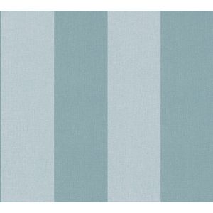 STREPEN BEHANG | Linnenstructuur - Blauw Turquoise - A.S. Création Pure Elegance