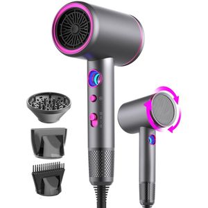 Namajunas - Föhn - Haardroger Ionen - High Speed Föhn - Reisföhn - Met 3 stylingmondstukken en 3 temperatuurinstellingen - 2000 Watt - Coolshot - Krullen - Grijs