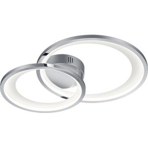 LED Plafondlamp - Trion Granity - 29W - Warm Wit 3000K - Dimbaar - Ovaal - Mat Chroom - Aluminium