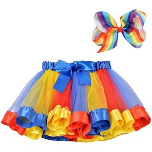 Go Go Gadget - Tutu - Rokje - Verkleedkleding - Inclusief haarstrik - Rood, geel en blauw - 5 tot 7 jaar