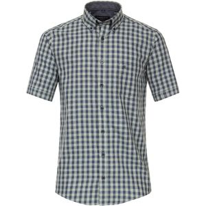 CASA MODA - Sport Casual Fit Overhemd - Groen Geruit - Korte Mouw - Strijkvriendelijk