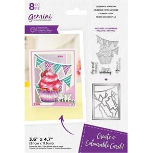 Gemini - Clearstamp/Snijmal - Colourable Create a Card - Celebrate Your Day