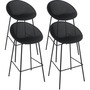 Oviala - Set van 4 zwarte kunststof hoge terrasstoelen