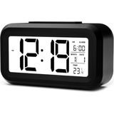 YONO Digitale Wekker - Alarm Klok met Temperatuur, Kalender en LED Verlichting - Zwart