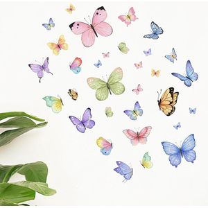 Vlinder Muurstickers - Set van 62 Kleurrijke Aquarel Vlinders voor Kinderkamer, Woonkamer, Keuken