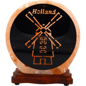 Zoutlamp - Himalayazout - Tafellamp (Holland) - Molen - 22 x 20 x 12 cm - 4kg