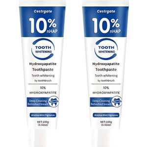 10% Hydroxyapatite Tandpasta - 2 stuks - Mint Smaak - Tandenbleek - Diep Schoon - Tandglazuur herstellen - hydroxyapatiet - Kiespijn - Gaatjes