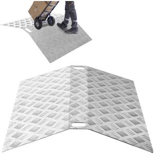 Drempelhulp met handgrepen 80 x 70 x 10 cm - Aluminium - Oprijplaat Drempelhelling Drempelplaat - Drempelhelling Oprijhelling - Oprijplaat voor rollators Rolstoelen
