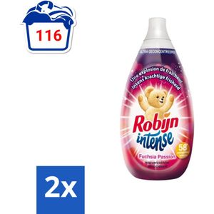 Robijn Intense - Wasverzachter - Intense Fuchsia Passion - 870ml - 58 Wasbeurten - Voordeelverpakking - 2 stuks