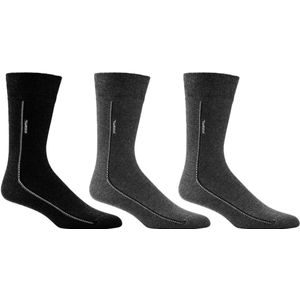 Herensokken | Geen drukpunten | Kleur: Zwart Grijs | Maat: 39-42 | 3 paar