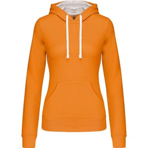 Kariban Damessweater met capuchon in contrasterende kleur K465 - Orange / White - XXL