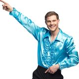 Boland - Party shirt turquoise (M) - Volwassenen - Danser/danseres - 80's & 90's - Disco