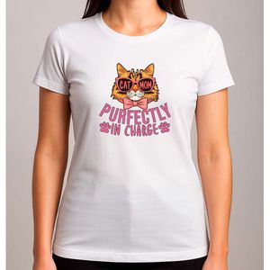 Cat Mom purfectly in charge - T Shirt - Cat - CuteCat - CatLover - CatLife - Kat - LieveKat - GrappigeKat - KattenLiefhebber - BestMom - MamaLeven