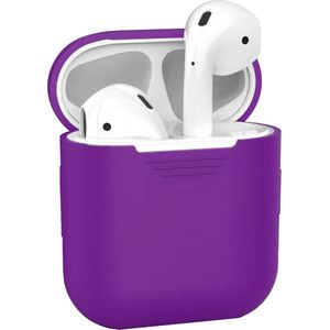 Case Geschikt voor AirPods 1 Hoesje Hoes Siliconen Met Clip Cover - Hoesje Geschikt voor Apple Airpods 1 Hoes Siliconen - Paars