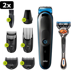 2x Braun MGK3245 7in1 Trimset Zwart/Blauw