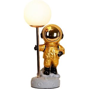 Cozella® - Astronaut Lamp USB - Bureaulamp - Tafellamp - Nachtlamp - Decoratieve Lamp - Nachtlampje - Leeslamp - Goud
