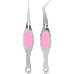 Knutselpincet set, precisiepincet met zachte grip, gebogen en rechte punt, 2-delig.