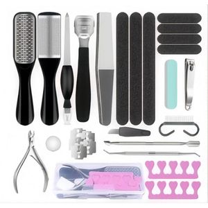 Voetvijlset van roestvrij staal - eeltverwijderaar voor de voet - pedicure-instrumenten voor thuis - voetverzorgingsset - professionele pedicureset