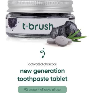t-brush | Actieve Kool Tandpasta Tabletten - Met Fluoride - 90 Tabletten - Geschikt voor Gevoelige Tanden - Vegan – Zero Waste – Gluten Free