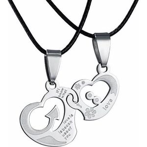 Fako Bijoux® - Vriendschapsketting - BFF Ketting - RVS - Dubbel Hart Pijl