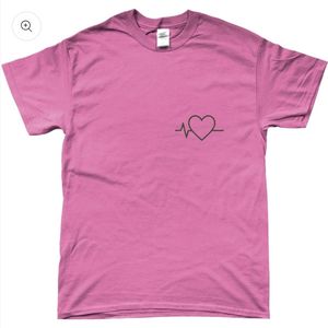 T-shirt - met opdruk - hart - ecg lijn - roze - XL