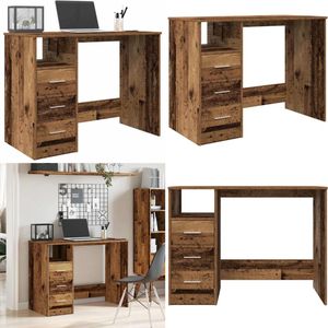 vidaXL Bureau 102x76x50 cm bewerkt hout oud houtkleurig - Bureau - Bureaus - Schrijftafel - Buro