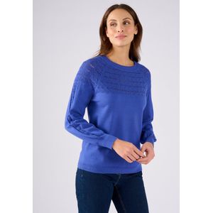 Damart - Trui met sierlijke gebreide details - Dames - Blauw - S
