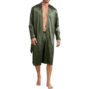 Nivard Satijnen Badjas Heren - Kimono - Kamerjas - Satijn - Ochtendjas - Pyjama - Groen - Maat L