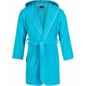 Badrock - Kinderbadjas - Aqua - 100% Katoen - Met Capuchon - Voor Kinderen 6/8 Jaar