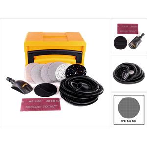 Mirka Schleif Solution Case Set für Deros + 40x ABRANET Schleifscheiben 150mm + 100x IRIDIUM Schleifscheibe 150mm ( KIT1701WOMDE )