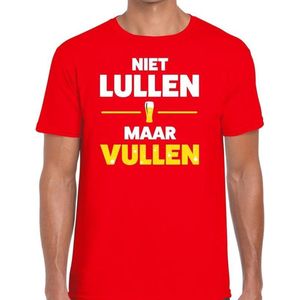 Niet Lullen Maar Vullen heren shirt rood - Heren feest t-shirts M