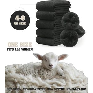 Dames Merino Lamswol Sokken - Warme Winter Sokken UK Maat 4-8, 3/6 Pakket