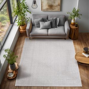 Flycarpets Laagpolig vloerkleed - Gevlochten - Handgeweven Look - Zilver 240x340 cm