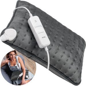 DistinQ Warmtekussen - Elektrische Kussen - Ultra Fleece - 30x40 cm - Grijs - 3 Warmtestanden met Timer - Heating Pillow - Energiezuinig