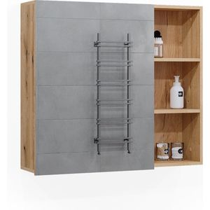 Vicco Rudi Badkamerspiegelkast – 90 x 80.9 cm met deur en open vakken Eiken met deur en open vakken